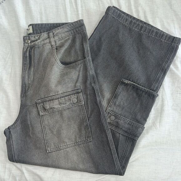 NWOT Joshua Mohamed Wide Leg Denim Cargo Pants Baggy Size 36 x 32 - Picture 10 of 11